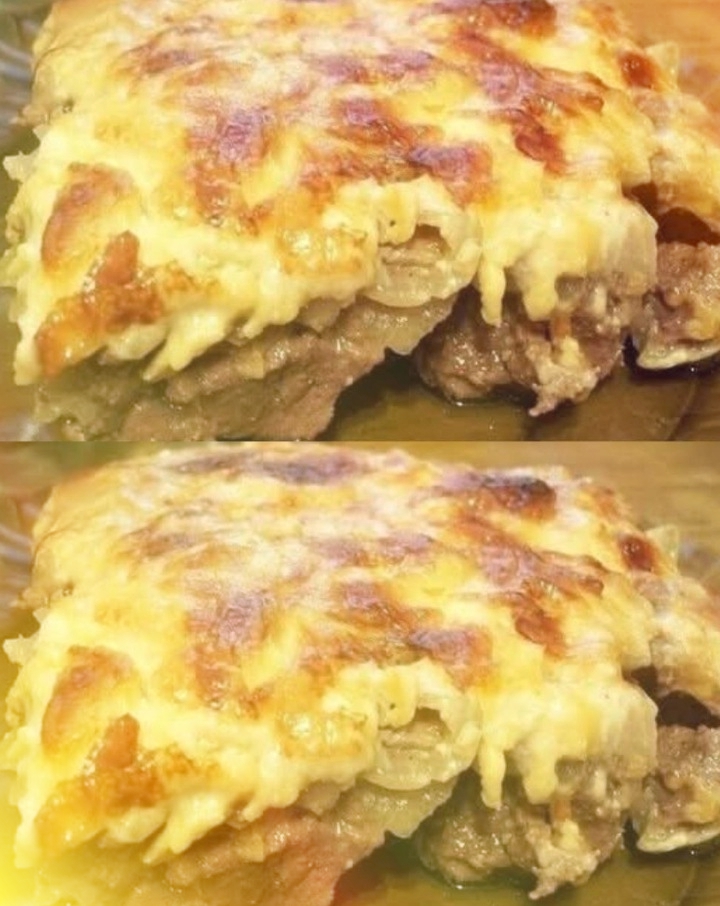 ГОВЯДИНА ПО-КУПEЧEСКИ (С СЫРОМ И ГРИБАМИ) 
