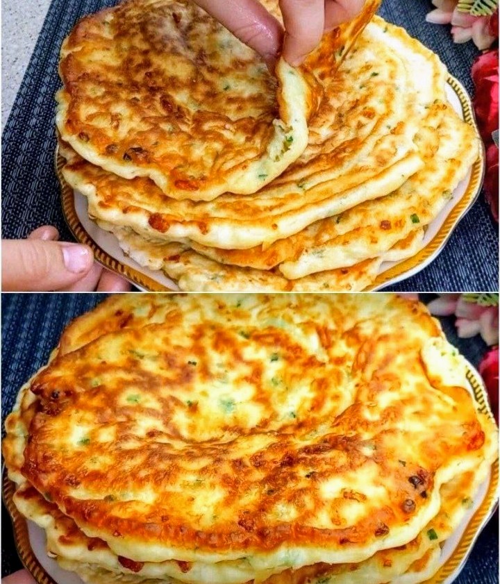 Проще не бывает.КЕФИРНО-СЫРНЫЕ ЛЕПЁШКИ С ЗЕЛЁНЫМ ЛУКОМ. Как же это вкусно