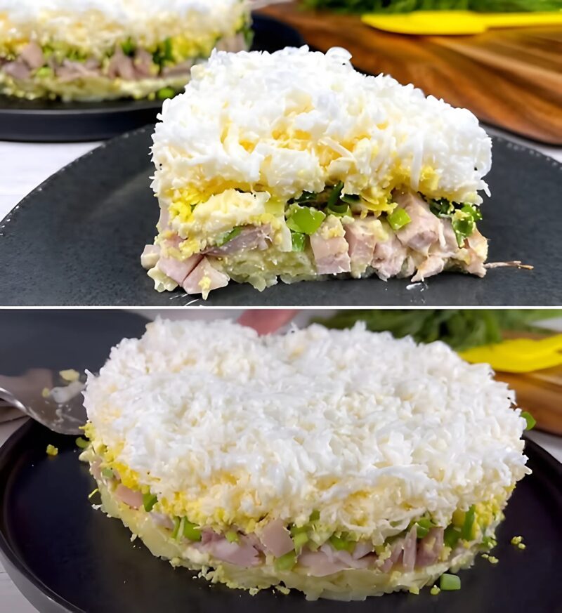 Салат "Облако" — это просто нечто!** ☁️✨ Невозможно остановиться, пока не съешь всю тарелку.😍 **Воздушная структура, слои нежные и сочные, они идеально сочетаются друг с другом!