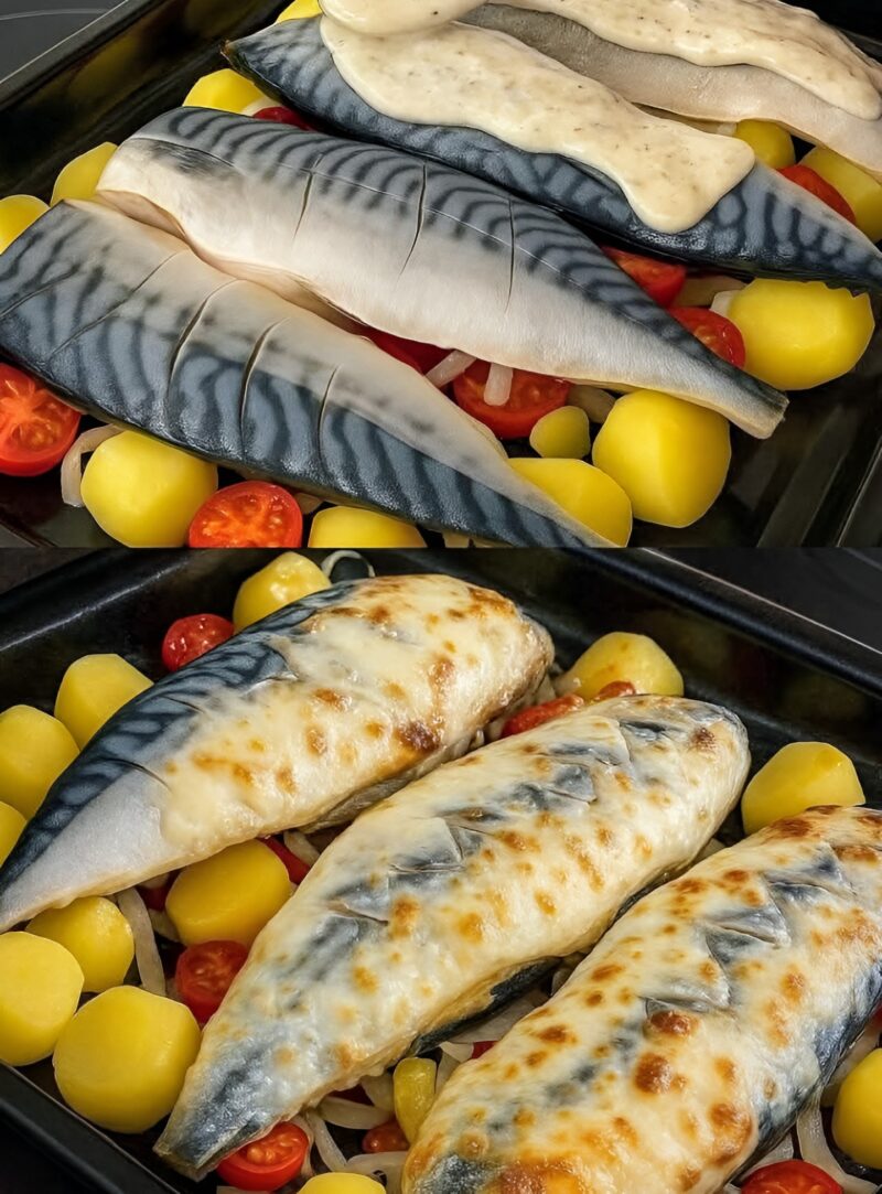 СКУМБРИЯ С КАРТОШКОЙ В ДУХОВКЕ