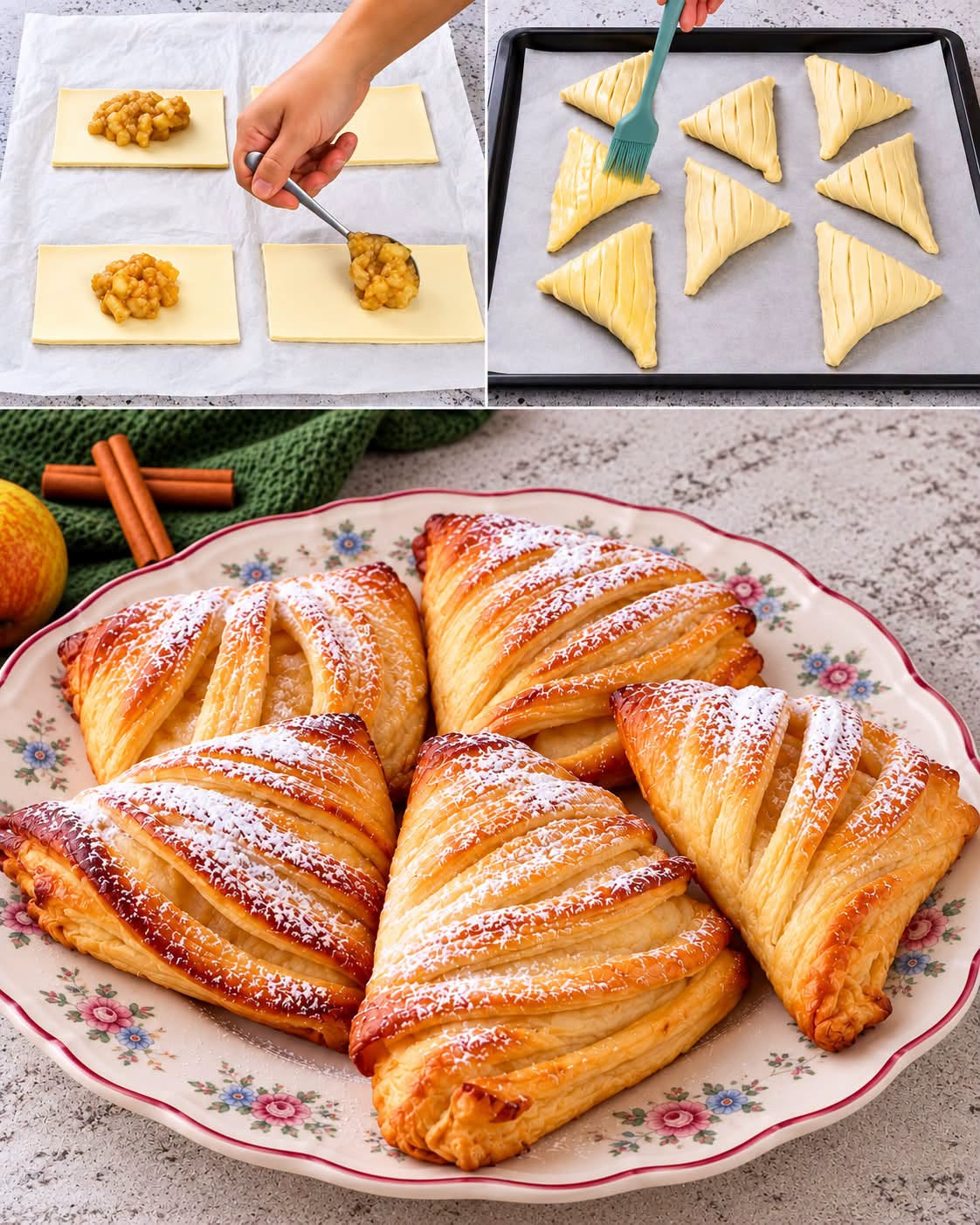 Слойки с яблоками и корицей