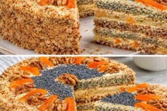 Торт с маком, грецкими орехами и курагой